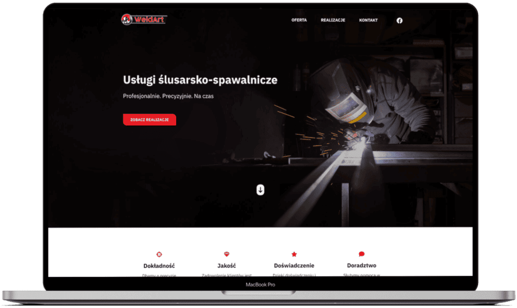 Strona internetowa firmy Weldart - usługi ślusarsko-spawalnicze
