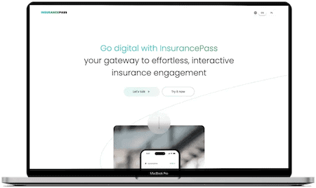Strona InsurancePass na laptopie